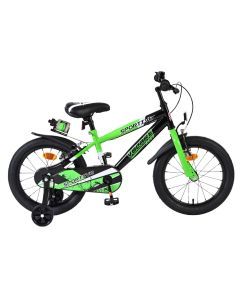 Volare Sportivo kinderfiets 16 inch groen-zwart - Complete zijaanzicht | Bikesland.nl