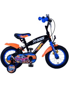 Hot Wheels jongensfiets 12 inch zwart oranje - zijaanzicht | Bikesland.nl
