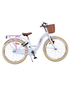 Volare Blossom kinderfiets 24 inch wit met bloemetjes - complete fiets | Bikesland.nl